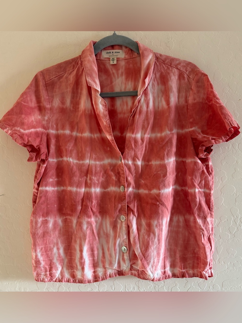Anthropologie Cloth & Stone, small, tie-dye cropped button-down shirt